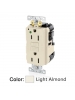 Leviton G5262-WTT - 15A - 125V - NEMA 5-15R - 2P - 3W - SmartlockPro Self-Test GFCI Duplex Receptacle - Extra-Heavy Duty Industrial Grade - Light Almond